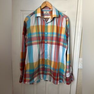 Southern Pines Colorful Cotton Poplin Plaid Men's Shirt Large
